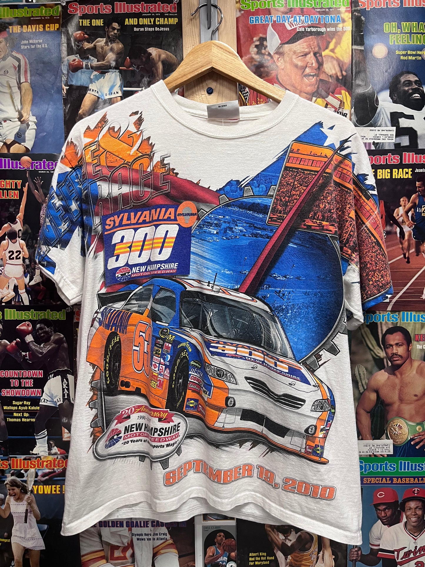 Vintage 2010 NASCAR Sylvania 300 all over print tee