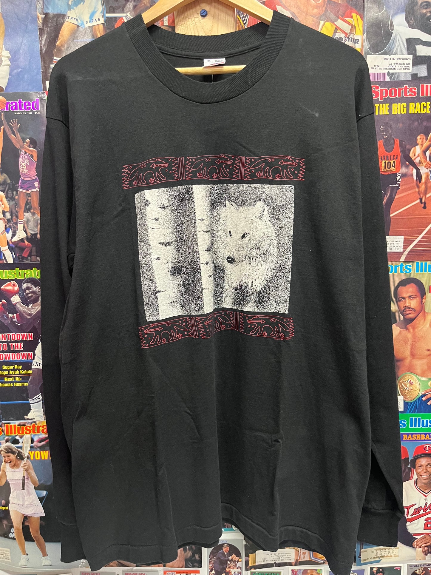 Vintage 90s Wolf long sleeve tee