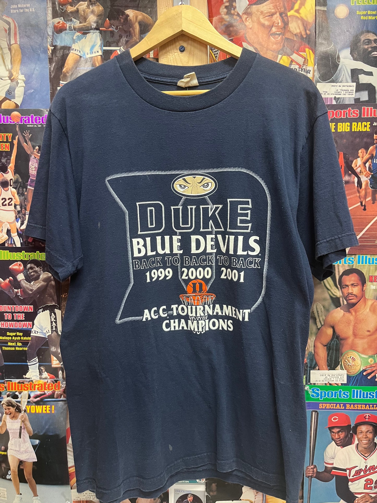 Vintage 2001 Duke Blue Devils ‘Back to Back to Back’ tee