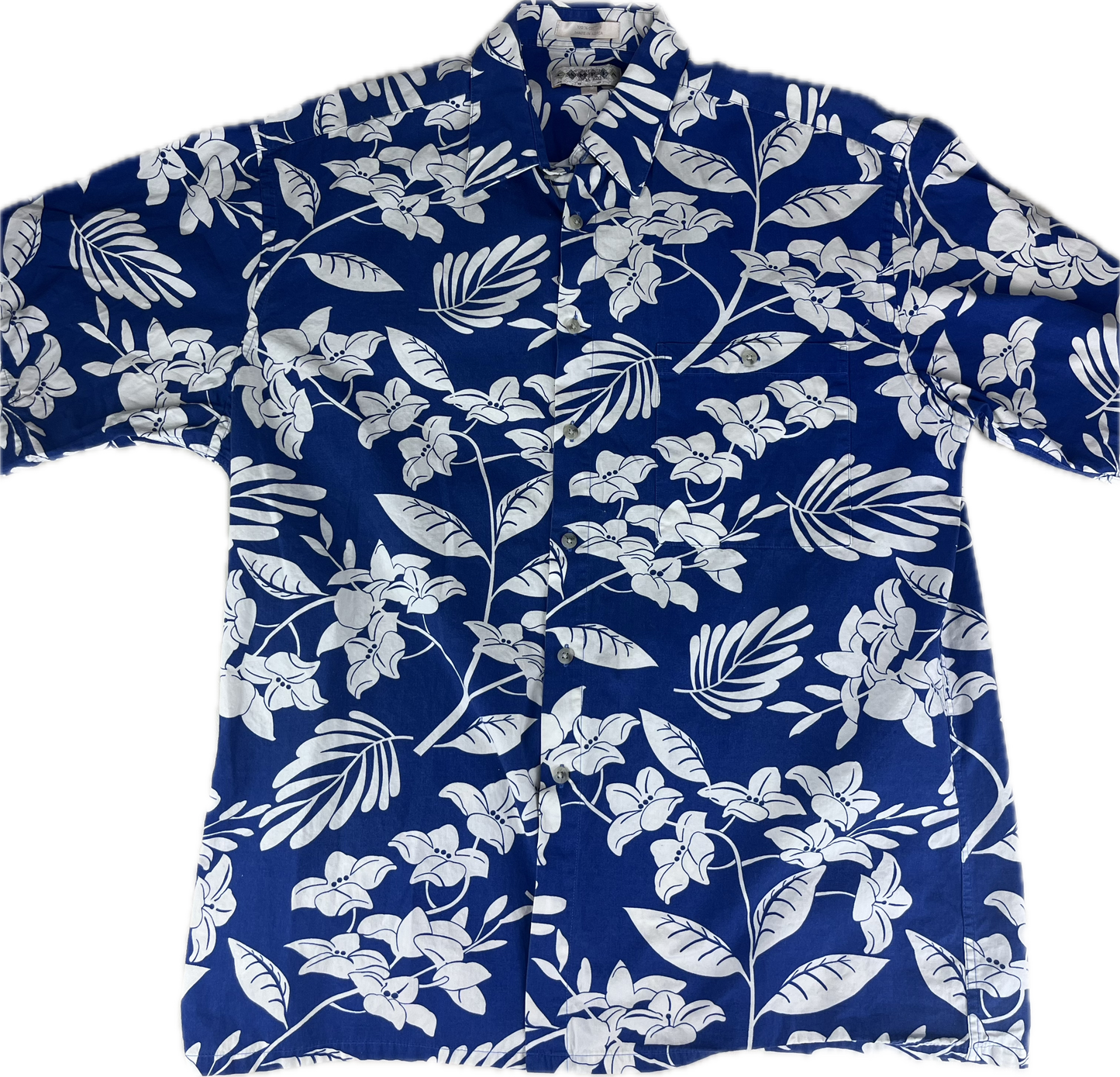 Vintage 80s Hawaiian Floral Button up ‘blue/white’