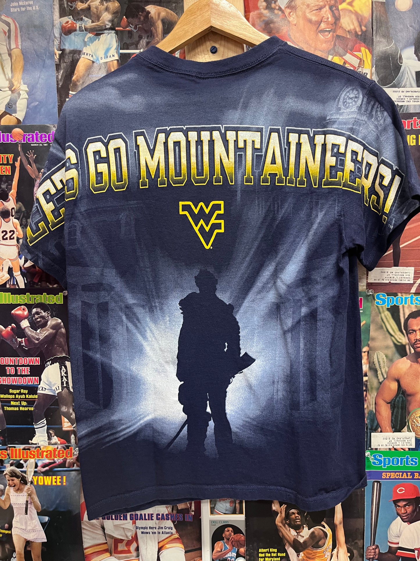 Vintage 2000s WVU all over print tee